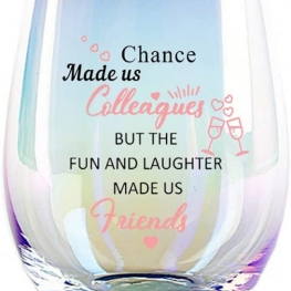 Chance Made Us Colleagues Stemless Wine Glass, Original 14 OZ Iridescent Glass cup, Coworker BFF Present for Coworkers Going Away Employees Leaving,Farewell Retirement Party, Birthday Christmas