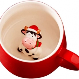 Cute Unicorn Ceramic Mug Unique Hand Painted Novelty 3D Animal cups,Personalised chocolate Tea Milk Mugs,for Weddings, Birthdays, unicorn Lovers Women Girls (Cow)