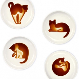 Ceramics Sauce Dish Cat Relief Seasoning Dish Mini Side Sushi Soy Dipping Bowl soy sauce dishes dinnerware Meow Porcelain Small Saucer (Set of 4)