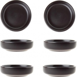 Matte Ceramic Soy Dipping dish,Multipurpose Porcelain Sauce Dish Mini Side Seasoning bowl Sushi Soy Dipping Bowls Simple Style Set of 6 Black (Black)