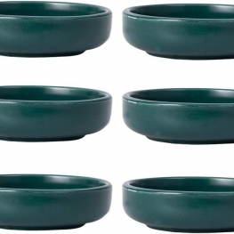 Matte Ceramic Soy Dipping dish,Multipurpose Porcelain Sauce Dish Mini Side Seasoning bowl Sushi Soy Dipping Bowls Simple Style Set of 6 Black (Green)